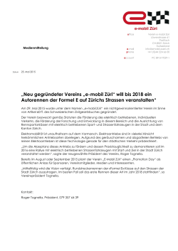 „Neu gegründeter Vereins „e-mobil Züri“ will bis 2018 ein