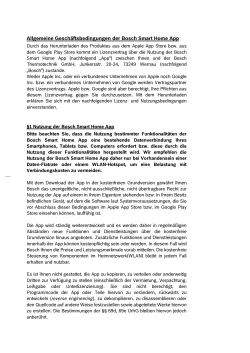 Allgemeine Gesch&auml;ftsbedingungen der Bosch Smart Home App