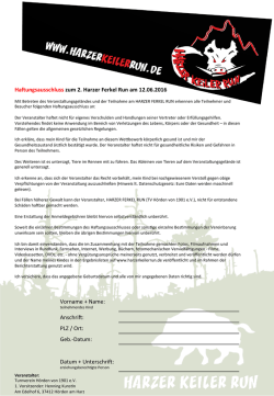 Haftungsausschluss zum 2. Harzer Ferkel Run