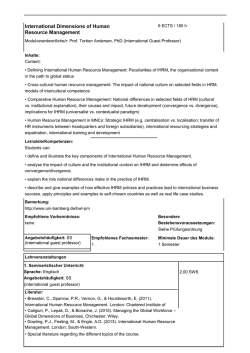 International Dimensions of Human Resource Management