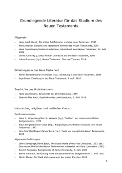 Grundlegende Literatur f&uuml;r das Studium des Neuen Testaments