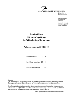 Studienführer Wirtschaftsprüfung der Wirtschaftsprüferkammer