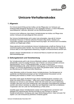 Code of Conduct / Umicore, Brüssel