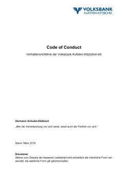 Code of Conduct der Volksbank Kufstein