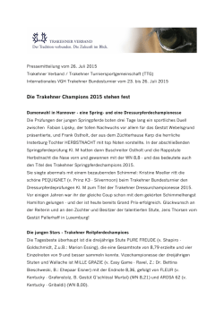Die Trakehner Champions 2015 stehen fest