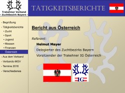Tätigkeitsberichte - Trakehner in Bayern