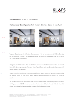 Presseinformation KLAFS S1 – Kurzversion Die Sauna der Zukunft