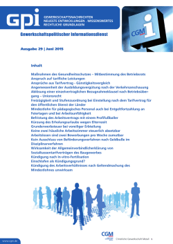 Inhalt Ausgabe 29 | Juni 2015