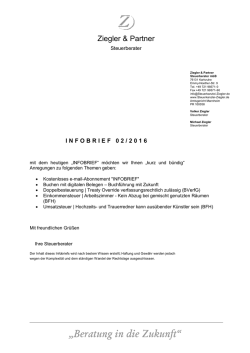 Infobrief Februar 2016 - Steuerkanzlei Ziegler