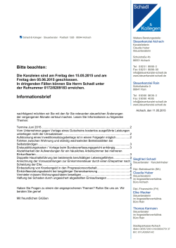 Mai 2015 - Steuerkanzlei Schadl + Kollegen