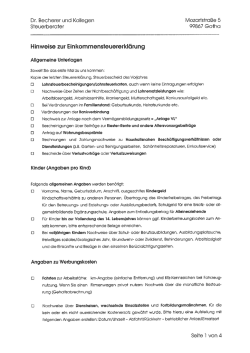 Hinweise zur Einkommensteuererkl&auml;rung