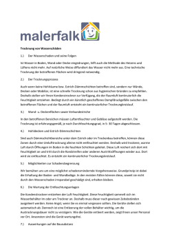 Trocknung von Wasserschaeden