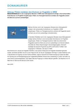Zeitung: Piloten meldeten drei Drohnen an Flughäfen in NRW