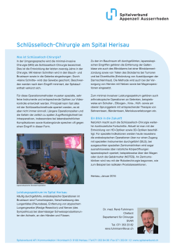 SVAR FactSheet - Schlüsselloch-Chirurgie am Spoital Herisau