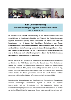 Kick-Off Veranstaltung Tiroler Endoskopie Hygiene Surveillance