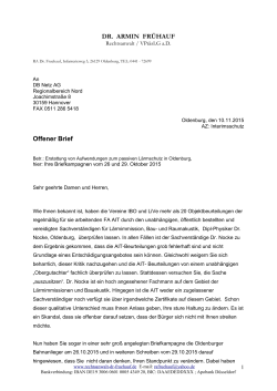 DR. ARMIN FRÜHAUF Offener Brief