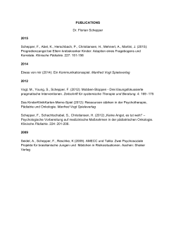 PUBLICATIONS Dr. Florian Schepper 2015 Schepper, F., Abel, K