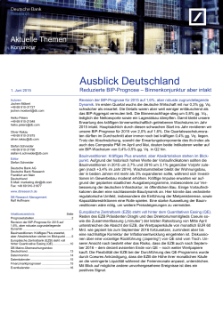 Ausblick Deutschland: Reduzierte BIP-Prognose