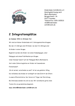 2 Integrationsplätze - Kinderladen Schildkröte eV