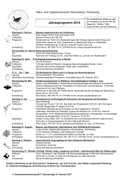 Jahresprogramm 2016 - Vogelschutz