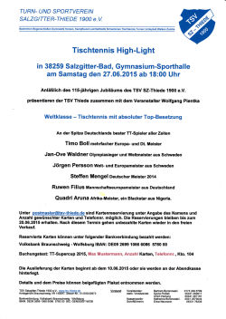 Tischtennis High-Light - VfL Jesteburg, Tischtennis