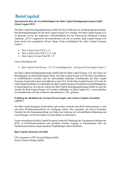 Jahresbericht &uuml;ber die Gesch&auml;ftst&auml;tigkeit der Bain Capital
