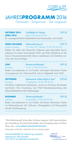 jahresprogramm 2016 - Aqua Spa Resorts AG