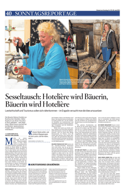 Sesseltausch: Hoteli&egrave;re wird B&auml;uerin, B&auml;uerin wird Hoteli&egrave;re