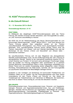 16. KGSt-Personalkongress: Programm