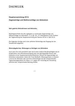 Hauptversammlung 2016 &ndash; Gegenantr&auml;ge und