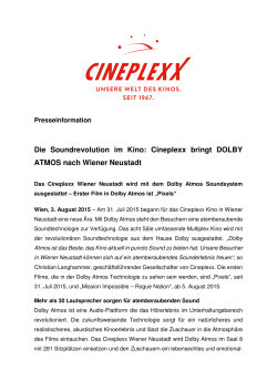 Cineplexx bringt DOLBY ATMOS nach Wiener Neustadt