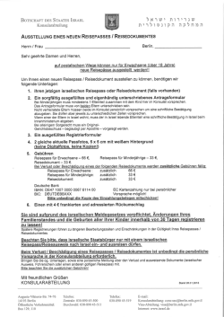 Erläuterungen für die Ausstellung eines neuen Reisepasses