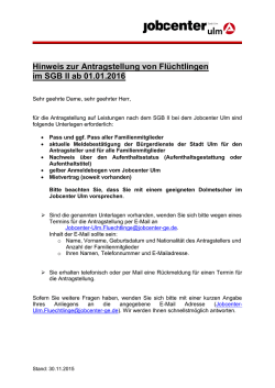 Hinweis zur Antragstellung von Fl&uuml;chtlingen im SGB II