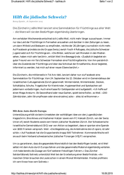 Hilft die j&uuml;dische Schweiz? - Schweizerischer Israelitischer