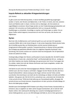 Zu aktuellen Kriegsentwicklungen