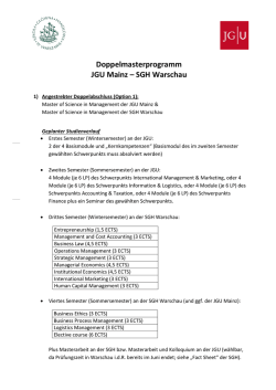 Doppelmasterprogramm JGU Mainz &ndash; SGH Warschau