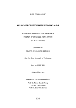 Music Perception with Hearing Aids. PhD thesis - ETH E