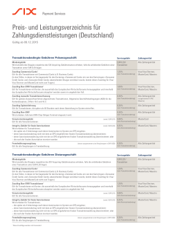 und Leistungsverzeichnis für Zahlungsdienstleistungen (Deutschland)