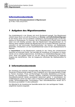 Verzeichnis Informationsbestände Migrationsamt