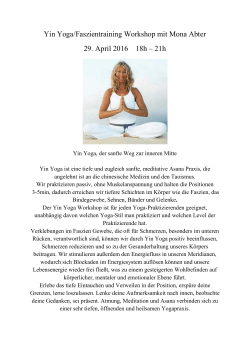 Yin Yoga/Faszientraining Workshop mit Mona