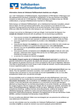 Information clients de Volksbank Raiffeisenbank destin&eacute;e aux