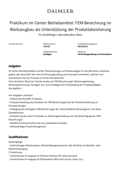 Praktikum im Center Betriebsmittel: FEM-Berechnung im