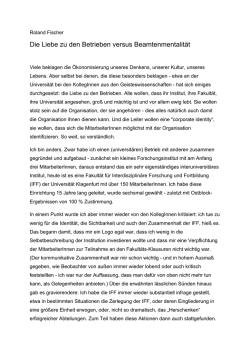 Die Liebe zu den Betrieben versus Beamtenmentalität