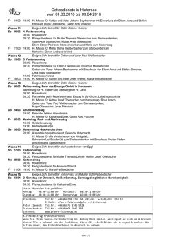 Gottesdienste in Hintersee vom 01.03.2016 bis 03.04.2016