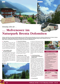 Molvenosee im Naturpark Brenta Dolomiten - reisedienst