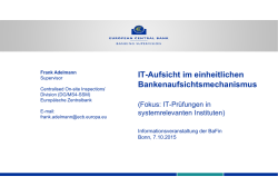IT-Aufsicht im einheitlichen Bankenaufsichtsmechanismus