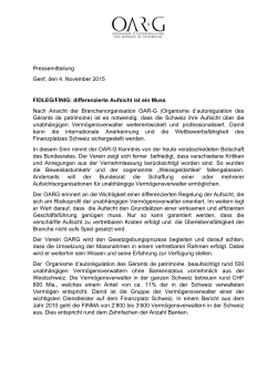 Pressemitteilung Genf, den 4. November 2015 FIDLEG/FINIG
