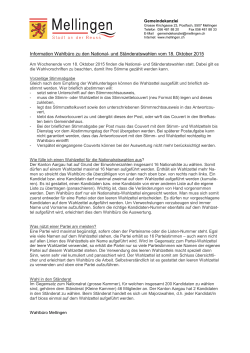 Information Wahlb&uuml;ro zu den National- und