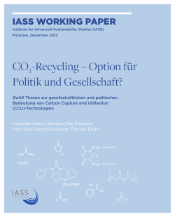 CO2 -Recycling – Option für Politik und Gesellschaft?