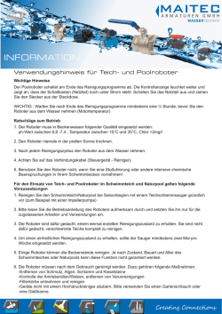 Verwendungshinweis für Teich- und Poolroboter